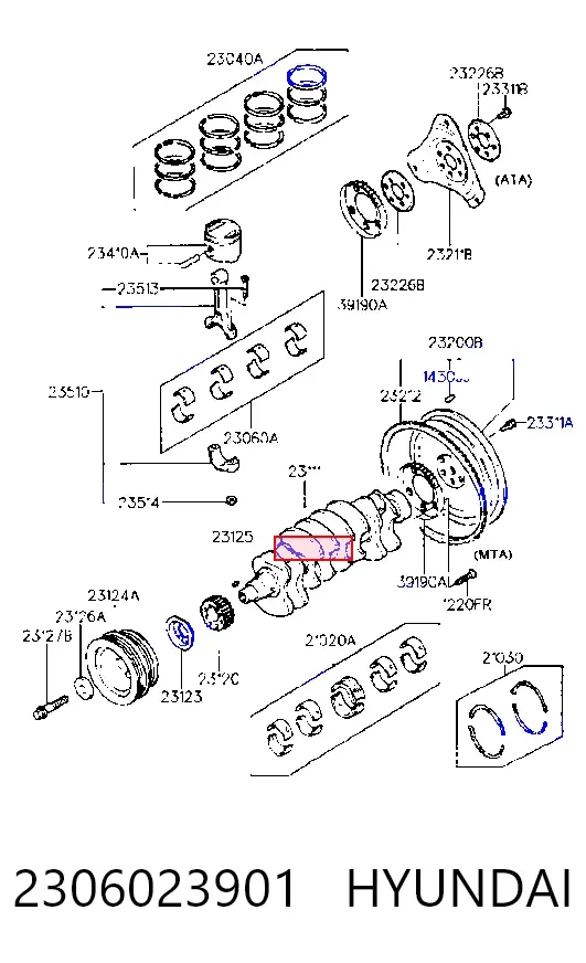 Вкладыши шатунные, 1-й ремонт 2306023901 Hyundai/Kia