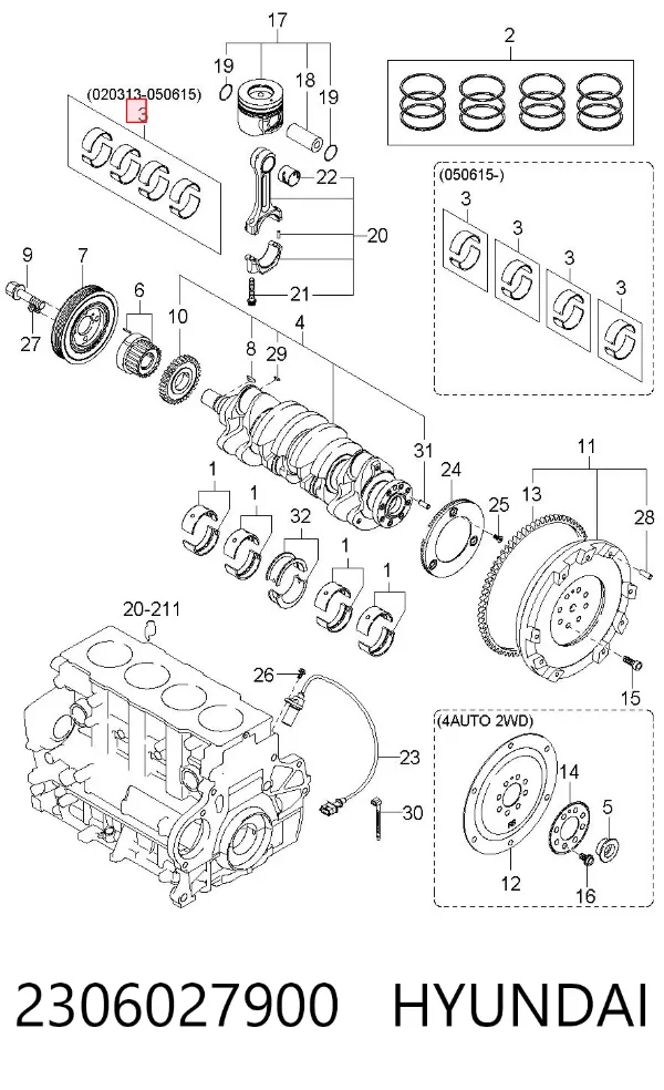 Вкладыши шатунные 2306027900 Hyundai/Kia