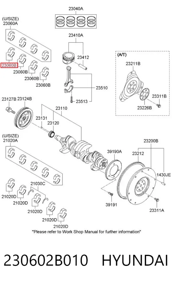 Вкладыши шатунные 230602B010 Hyundai/Kia