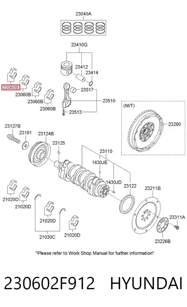 Вкладыши шатунные 230602F912 Hyundai/Kia
