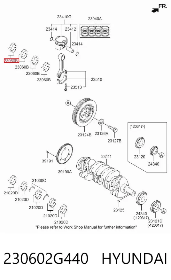 Вкладыши шатунные 230602G440 Hyundai/Kia