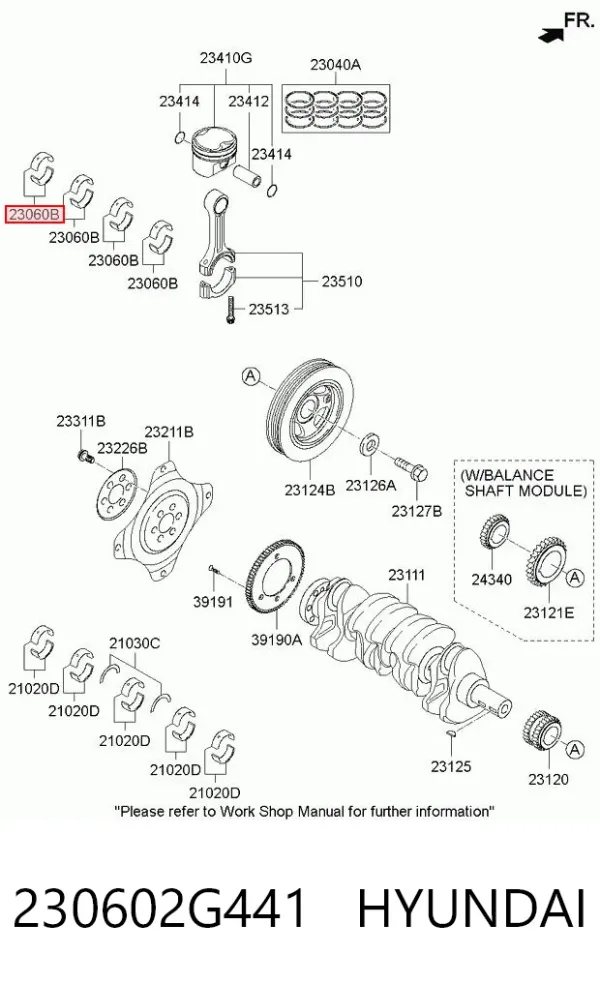 Вкладыши шатунные 230602G441 Hyundai/Kia