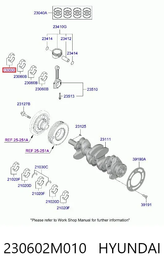 Вкладыши шатунные 230602M010 Hyundai/Kia