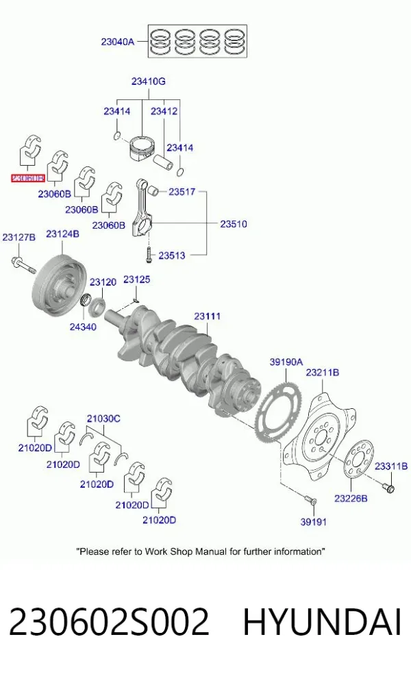 Вкладыши шатунные 230602S002 Hyundai/Kia