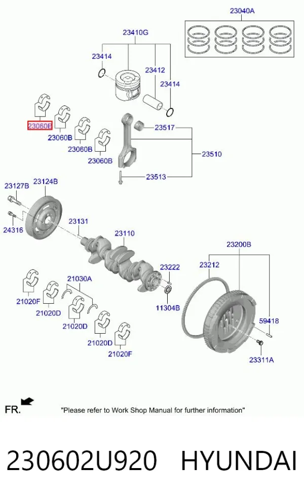 Вкладыши шатунные 230602U920 Hyundai/Kia