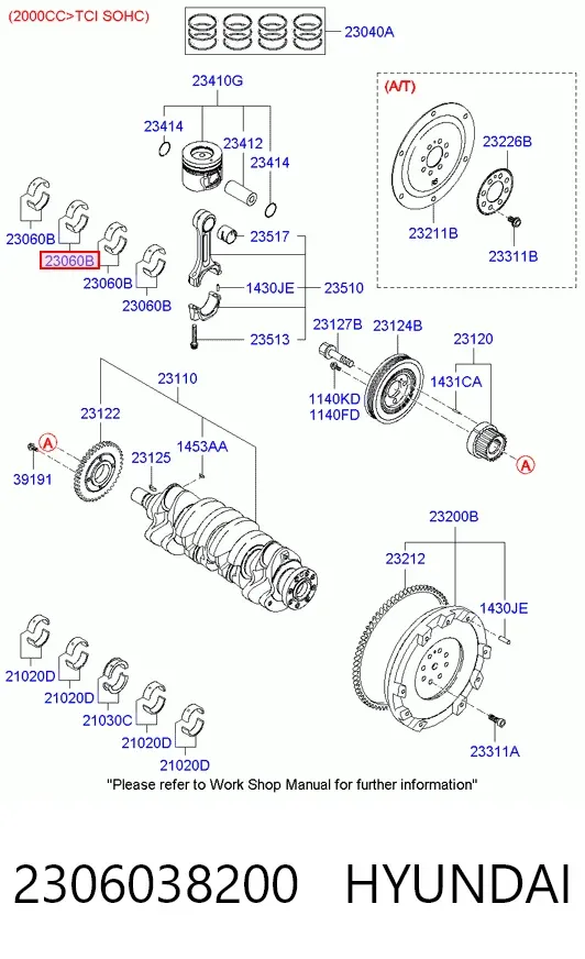 Вкладыши шатунные 2306038200 Hyundai/Kia