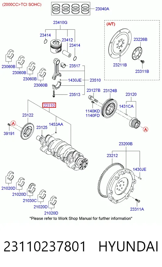 Коленвал 23110237801 Hyundai/Kia