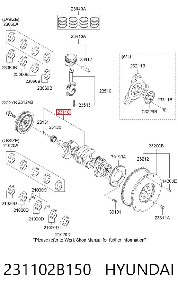 Коленвал 231102B150 Hyundai/Kia