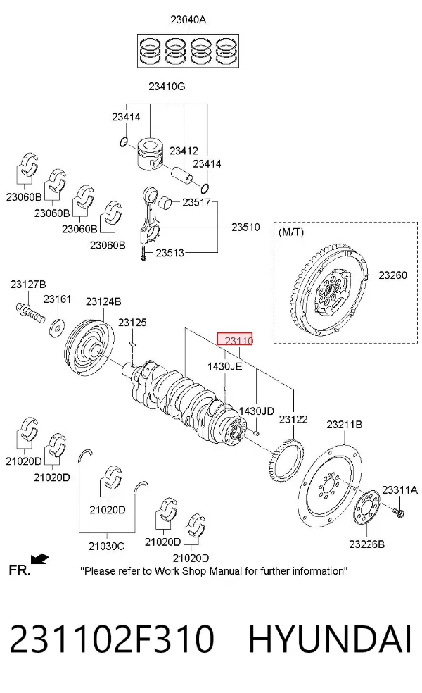 Коленвал 231102F310 Hyundai/Kia