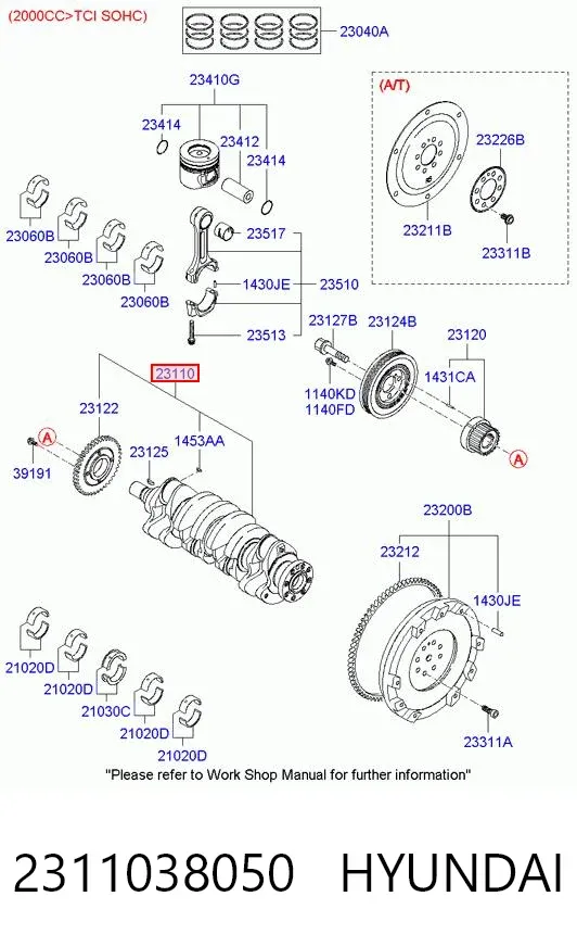 Коленвал 2311038050 Hyundai/Kia