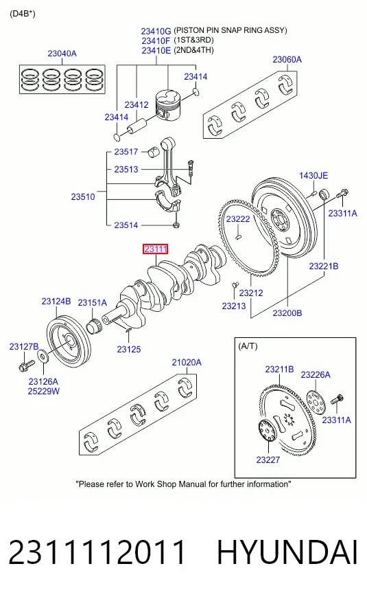 Коленвал 2311112011 Hyundai/Kia