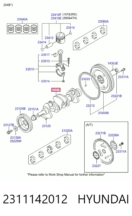 Коленвал 2311142012 Hyundai/Kia