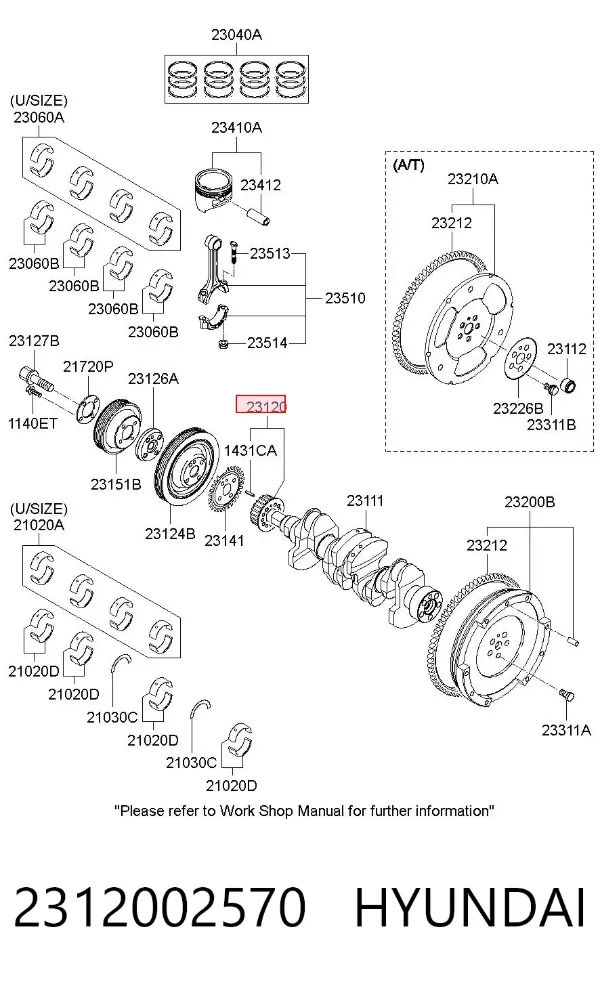 Звездочка привода коленвала 2312002570 Hyundai/Kia