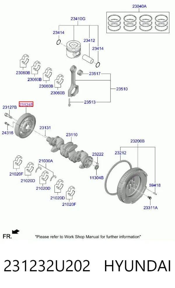 Шкив коленвала 231232U202 Hyundai/Kia
