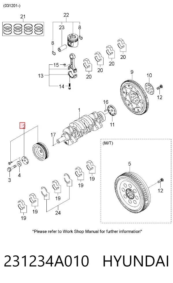 Шкив коленвала 231234A010 Hyundai/Kia