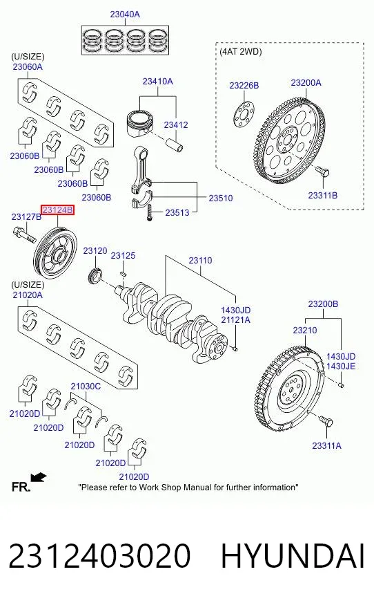 Шкив коленвала 2312403020 Hyundai/Kia