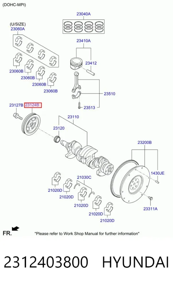 Шкив коленвала 2312403800 Hyundai/Kia