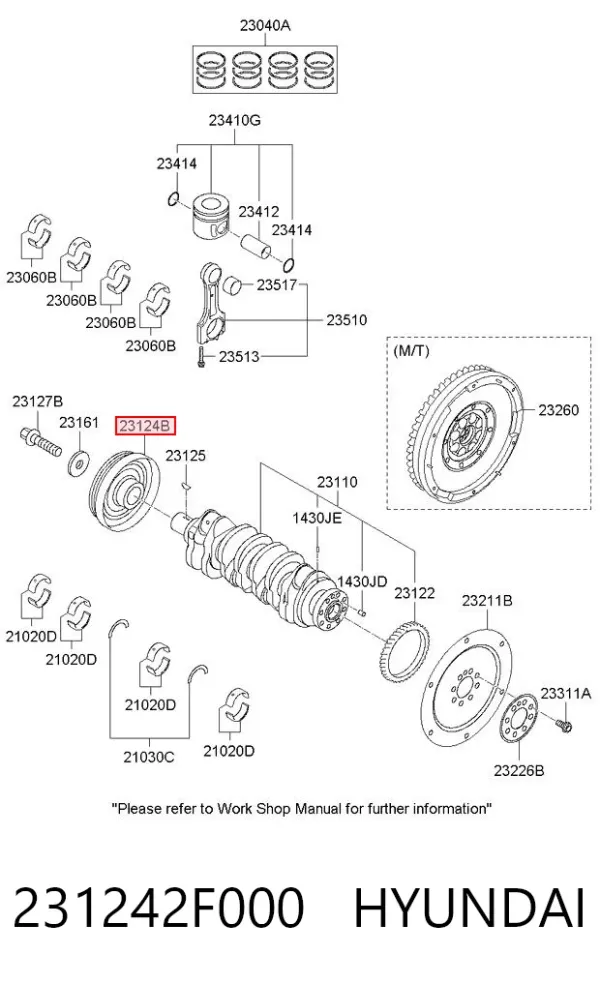 Шкив коленвала 231242F000 Hyundai/Kia
