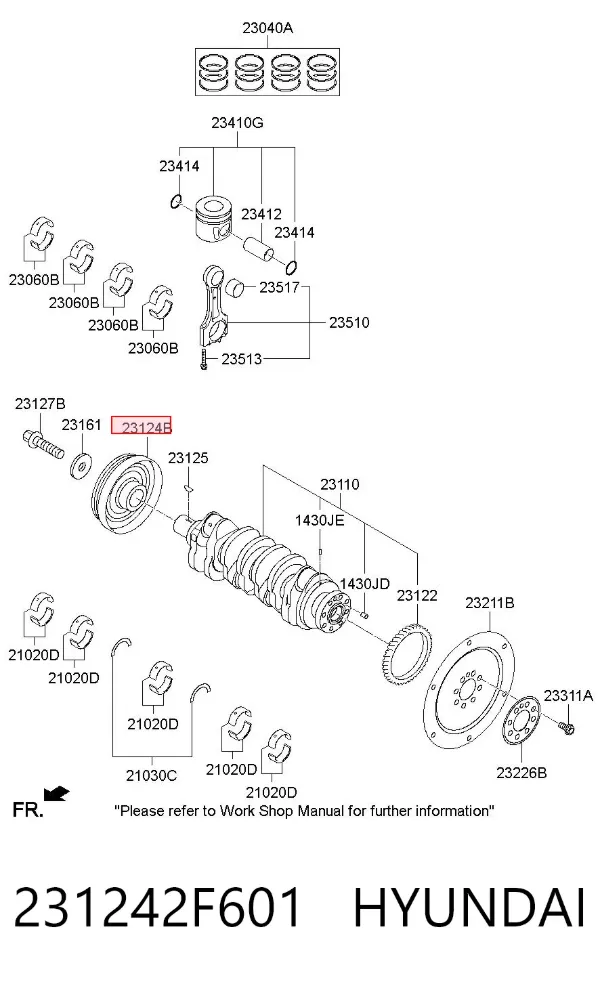 Шкив коленвала 231242F601 Hyundai/Kia