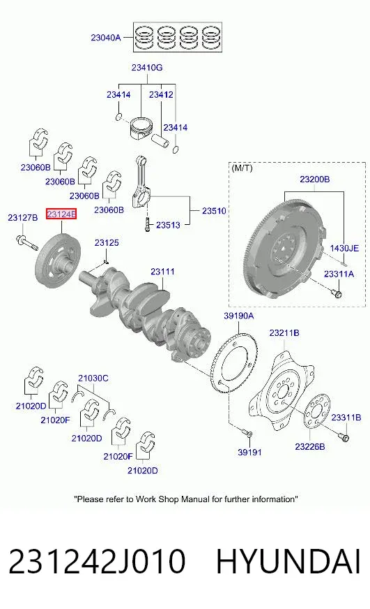 Шкив коленвала 231242J010 Hyundai/Kia