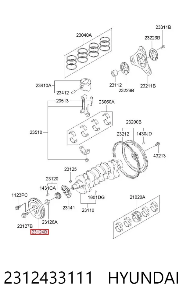 Шкив коленвала 2312433111 Hyundai/Kia