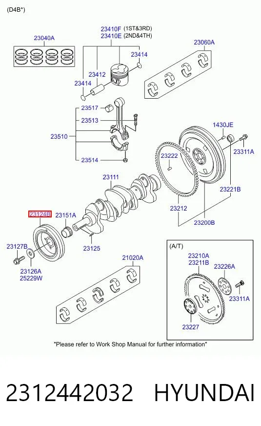 Шкив коленвала 2312442032 Hyundai/Kia