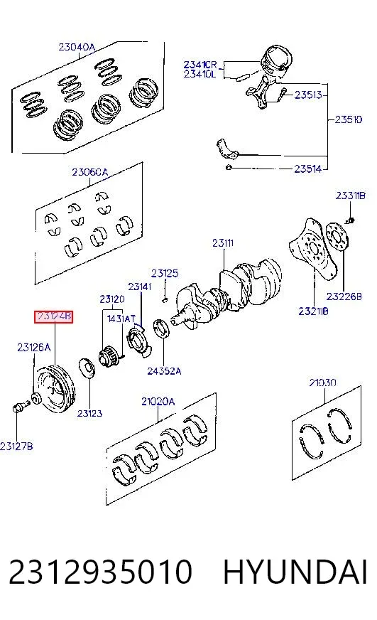 Шкив коленвала 2312935010 Hyundai/Kia