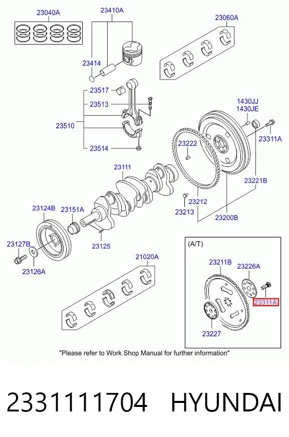 Болт крепления маховика 2331111704 Hyundai/Kia