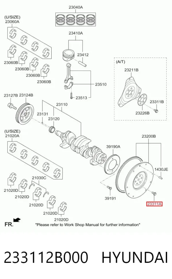 Болт крепления маховика 233112B000 Hyundai/Kia