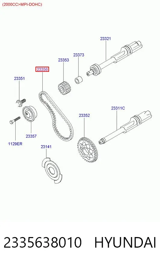 Ремень балансировочного вала 2335638010 Hyundai/Kia