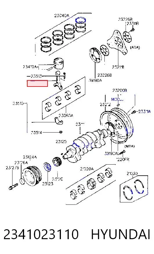 Поршни стандартные (комплект) 2341023110 Hyundai/Kia