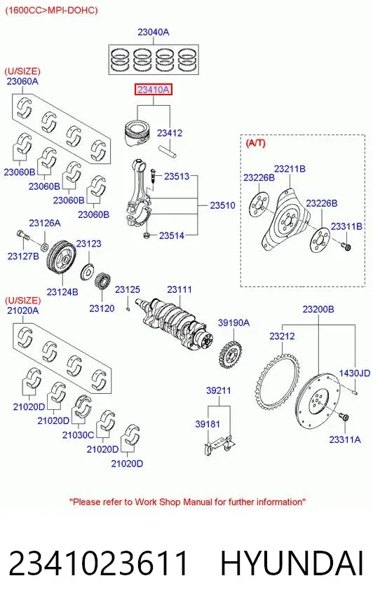 Поршень с пальцем без колец, STD 2341023610 Market (OEM)