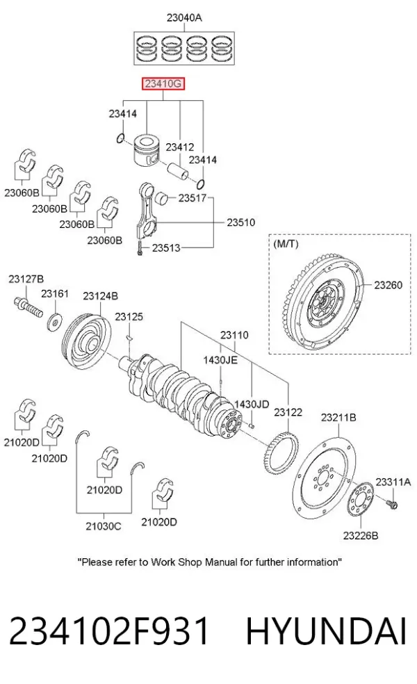 Поршень с пальцем без колец, STD 234102F931 Hyundai/Kia