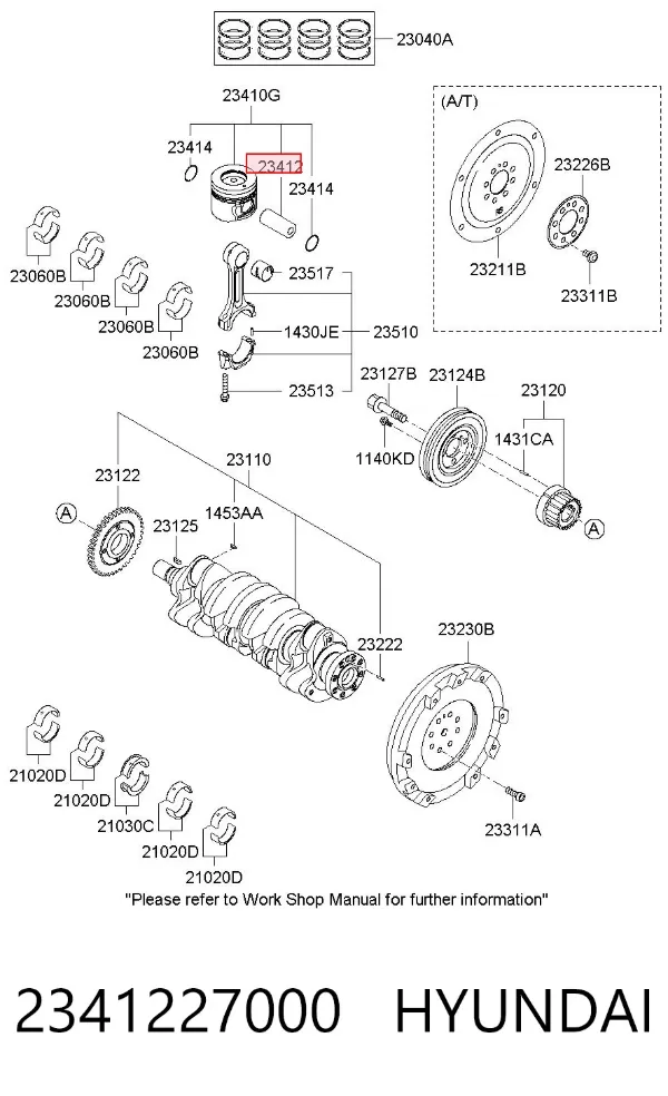 Палец поршня двигателя 2341227000 Hyundai/Kia