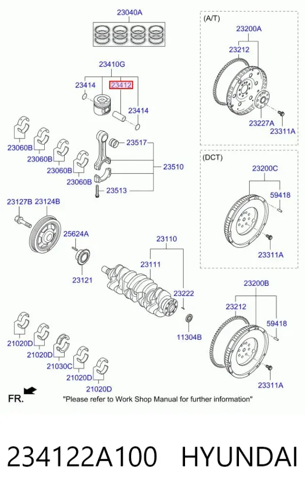 Палец поршня двигателя 234122A100 Hyundai/Kia