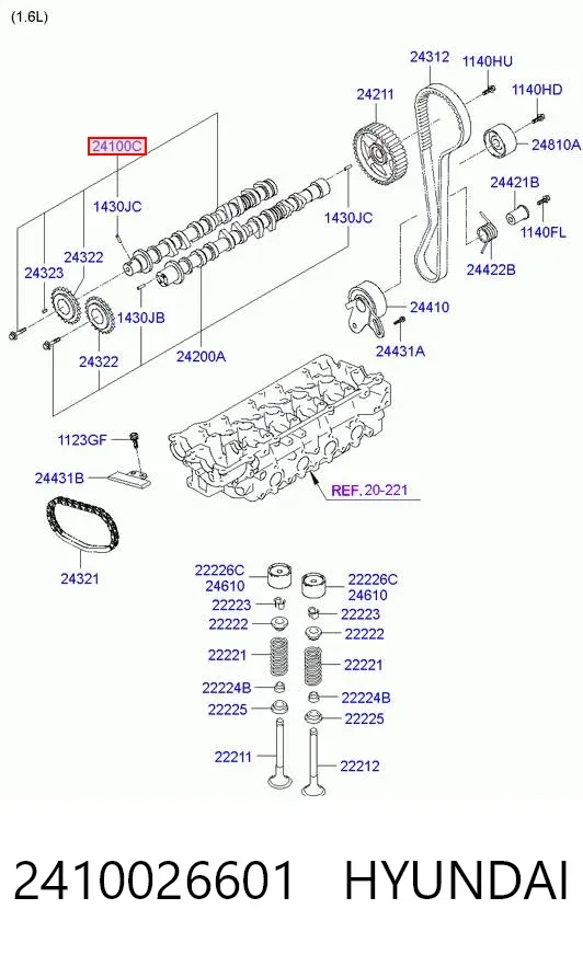 Впускной распредвал 2410026601 Hyundai/Kia