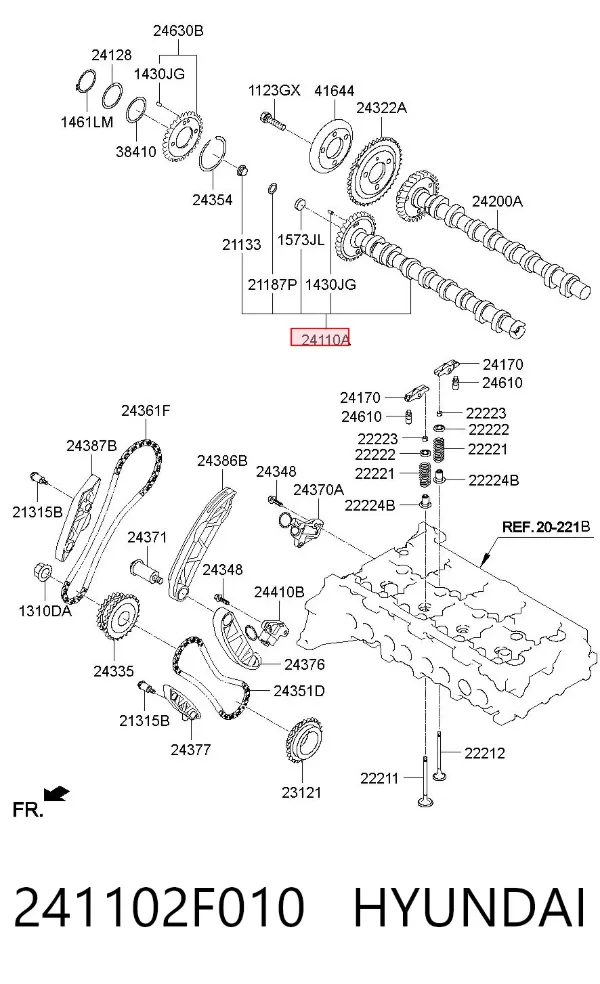 Впускной распредвал 241102F010 Hyundai/Kia