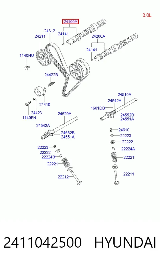 Распредвал 2411042500 Hyundai/Kia