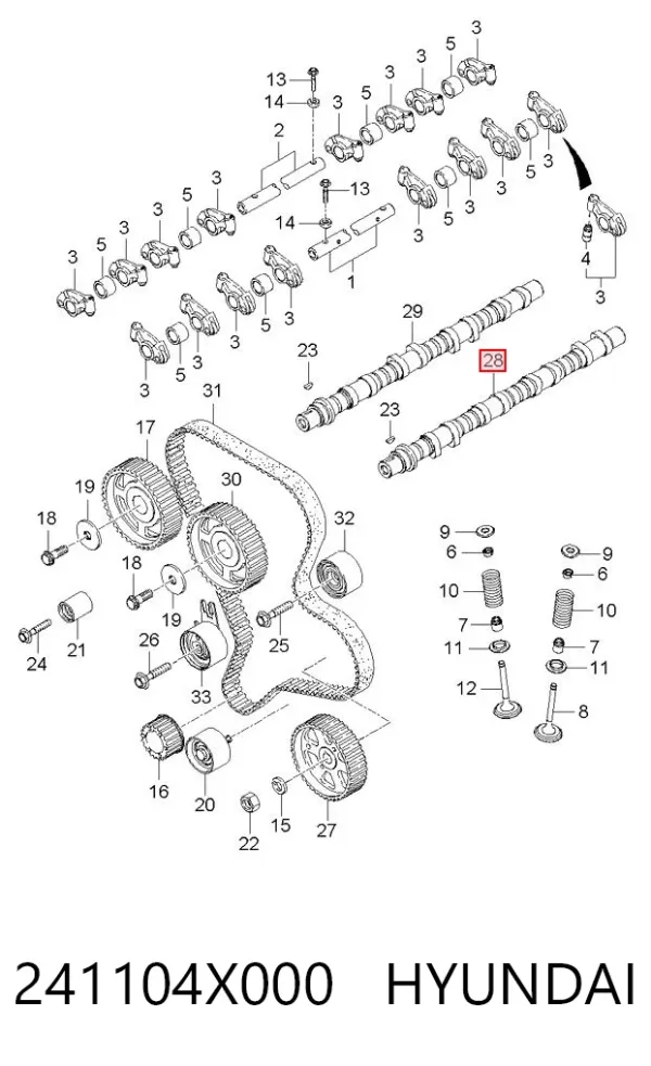 Впускной распредвал 241104X000 Hyundai/Kia
