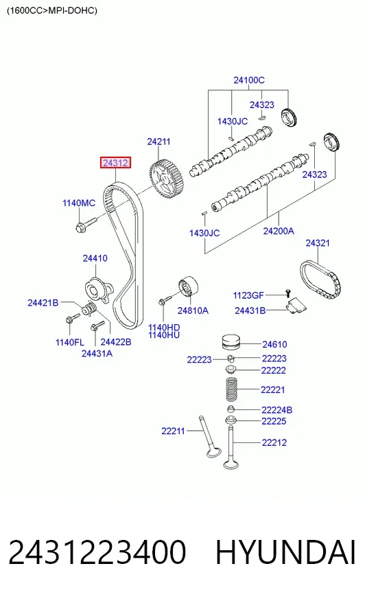Ремень ГРМ 2431223400 Hyundai/Kia