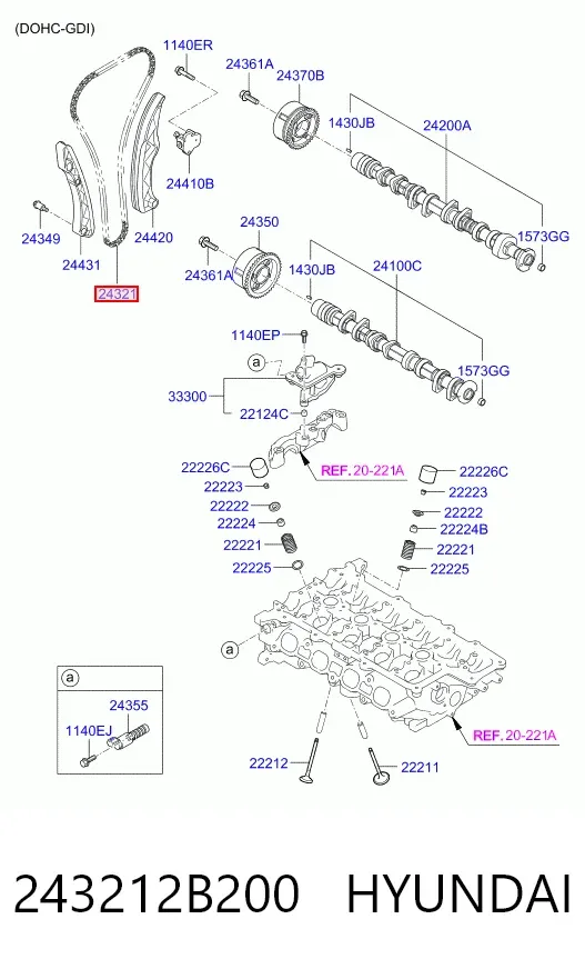 Цепь ГРМ 243212B200 Hyundai/Kia