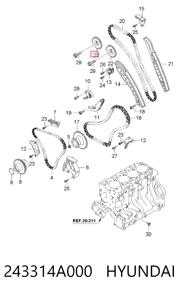 Шестерня распредвала 243314A000 Hyundai/Kia