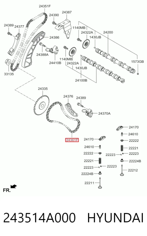 Комплект цепи ГРМ 243514A000 Hyundai/Kia