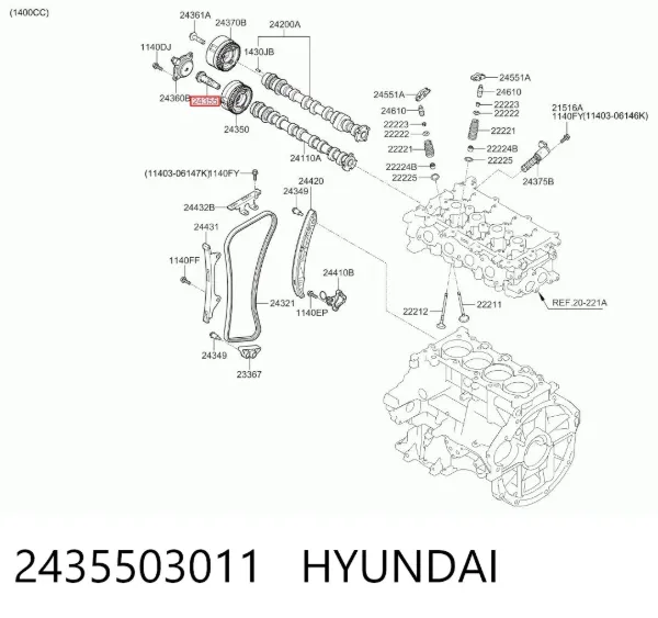 Клапан электромагнитный положения (фаз) распредвала левый 2435503011 Hyundai/Kia