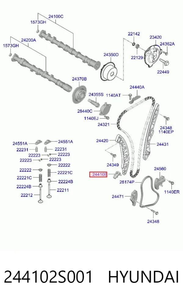 Натяжитель цепи ГРМ 244102S001 Hyundai/Kia