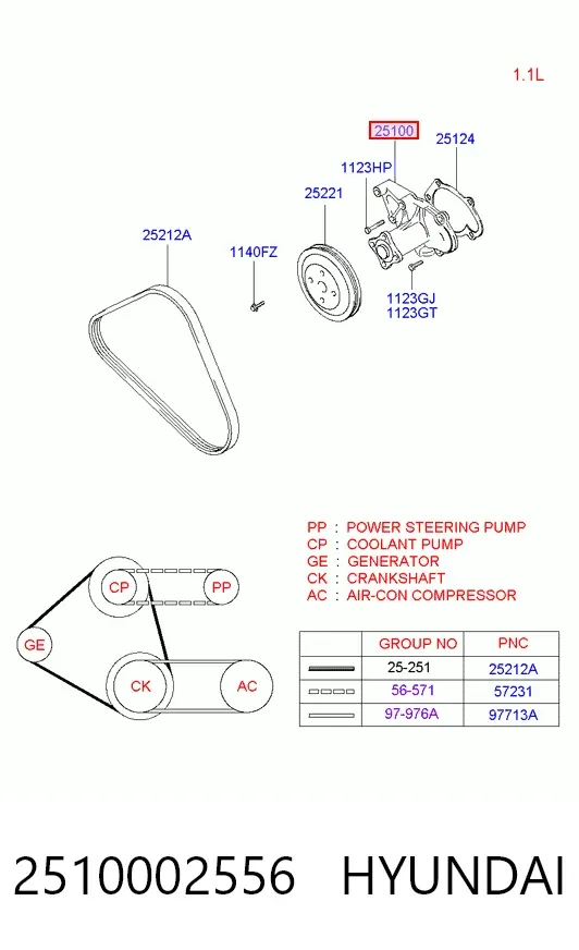 Помпа 2510002556 Hyundai/Kia