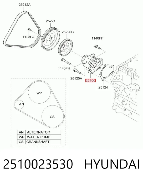Помпа 2510023530 Hyundai/Kia