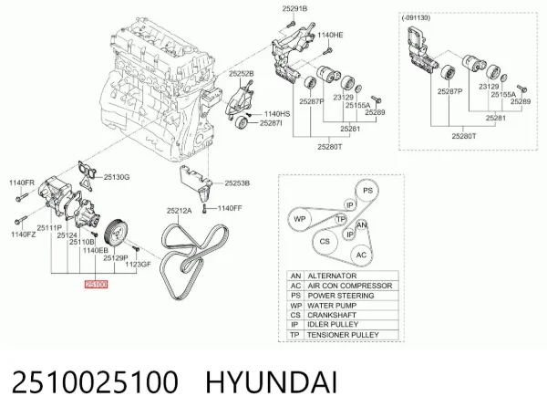 Помпа водяная (насос) охлаждения, в сборе с корпусом 2510025100 Hyundai/Kia