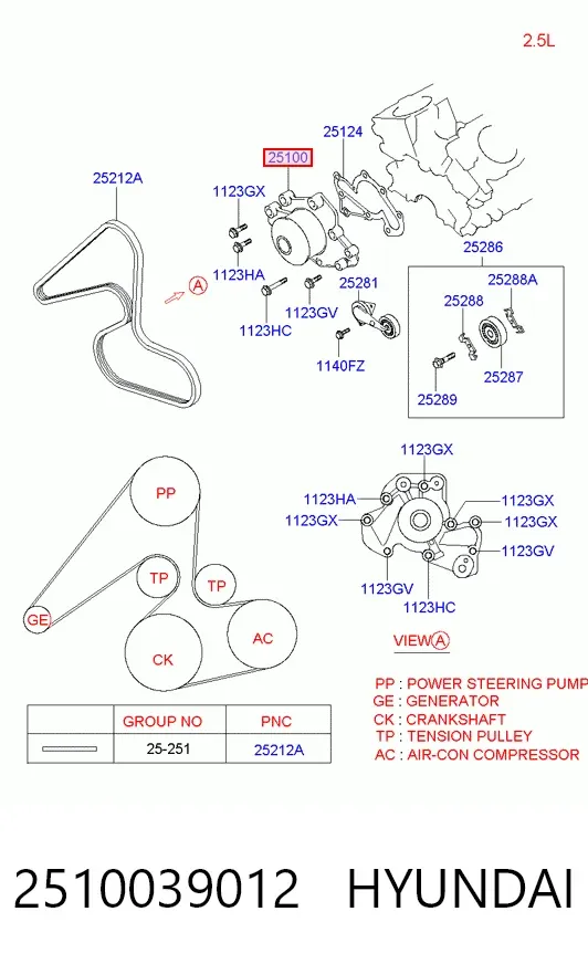 Помпа 2510039012 Hyundai/Kia