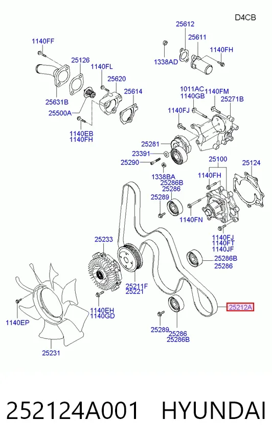 Ремень генератора 252124A001 Hyundai/Kia